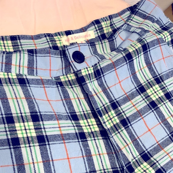 NWT Dollskill Blue Plaid Cargo Pants - Picture 1 of 3